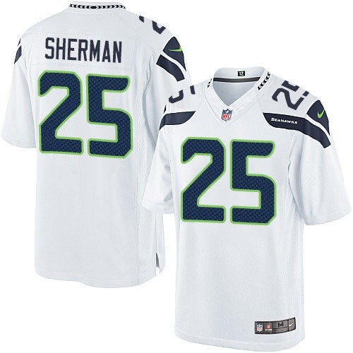 Men's Limited Richard Sherman Nike Jersey White Road - #25 NFL Seattle Seahawks